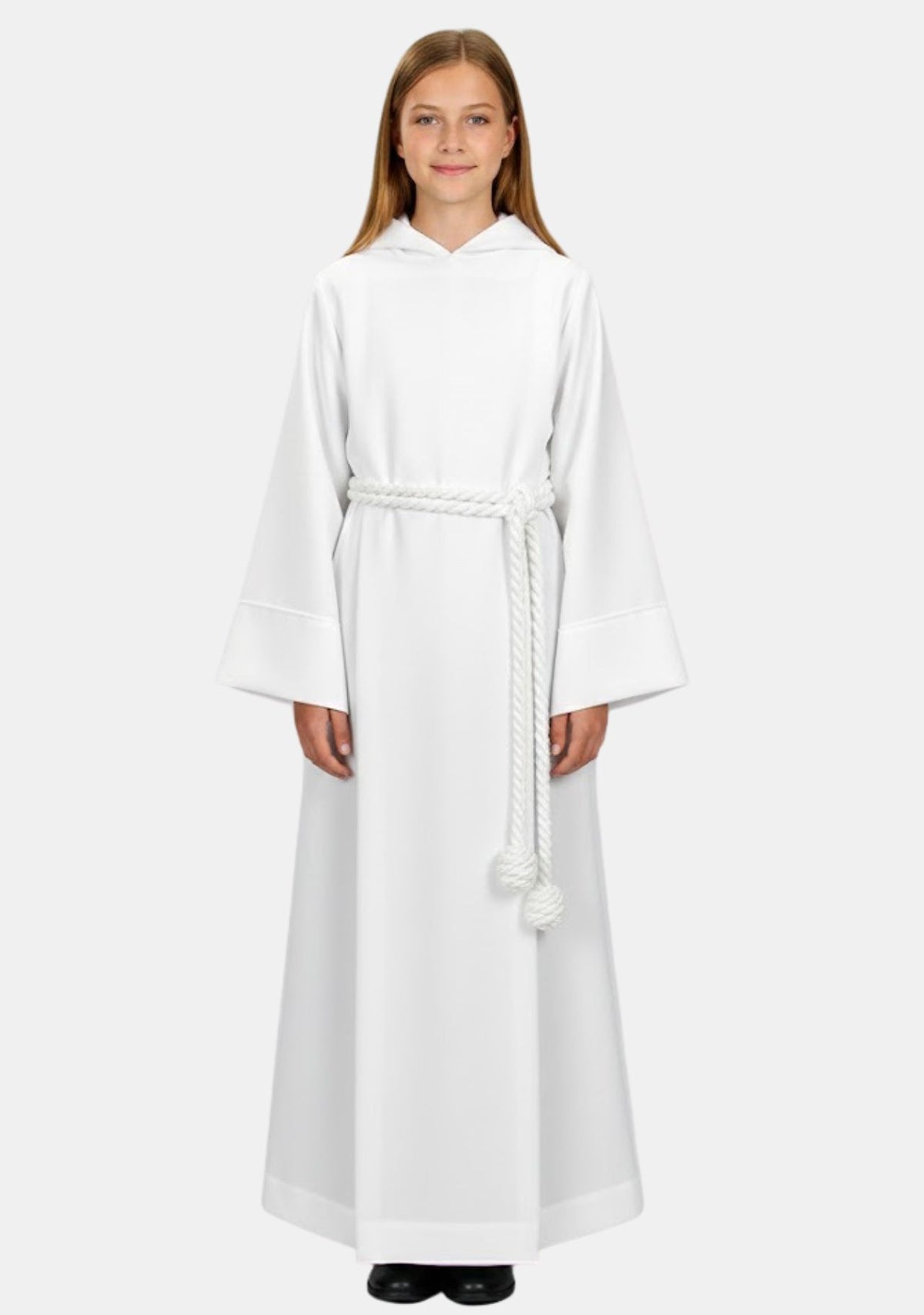 Bella White Hooded Server Alb for Girls