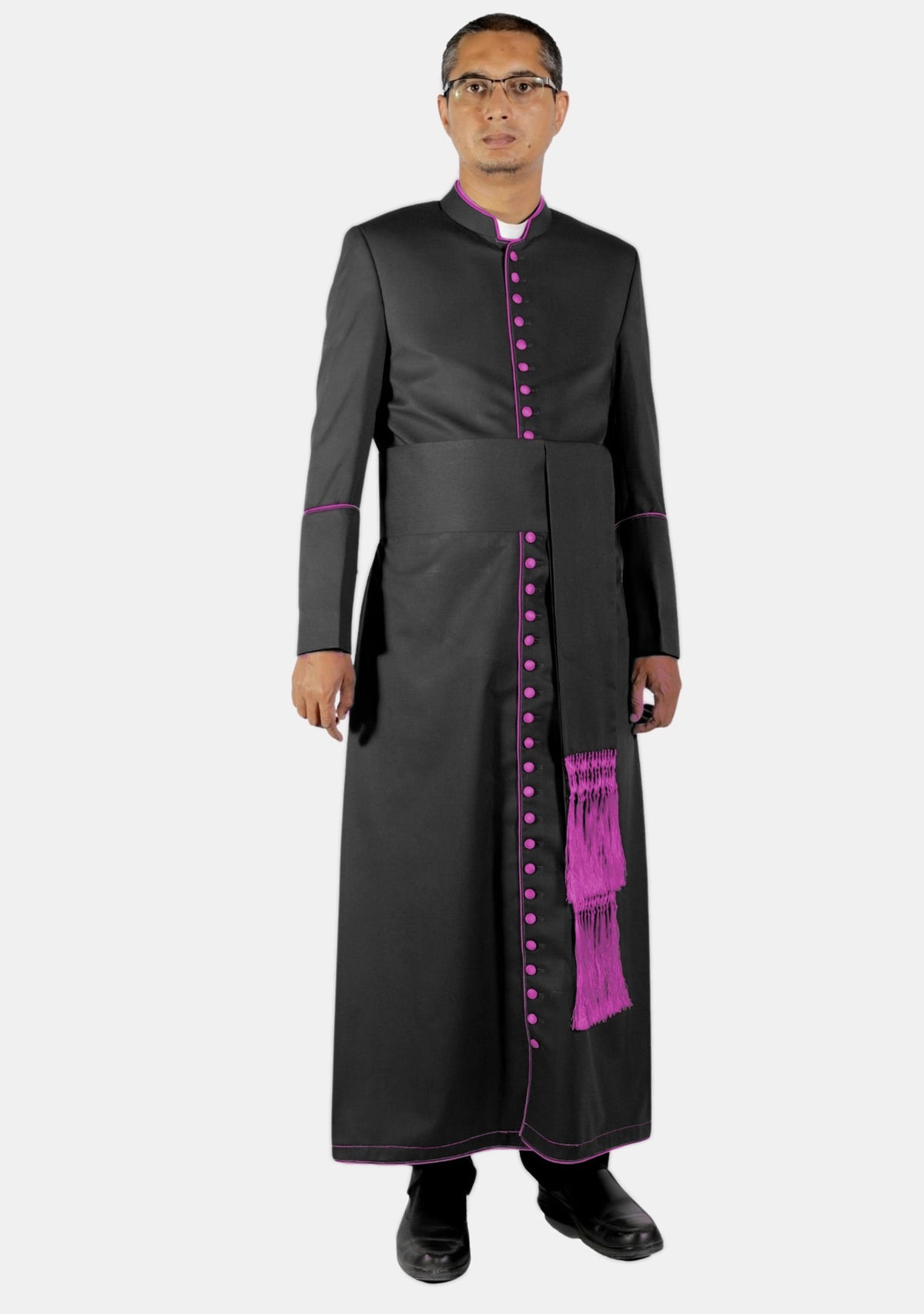 Archie House Cassock for Men Balck and Red Purple