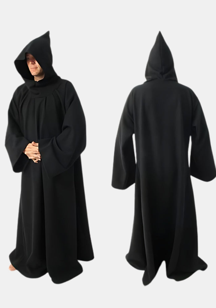 Black Monk Robe with Fixed Hood