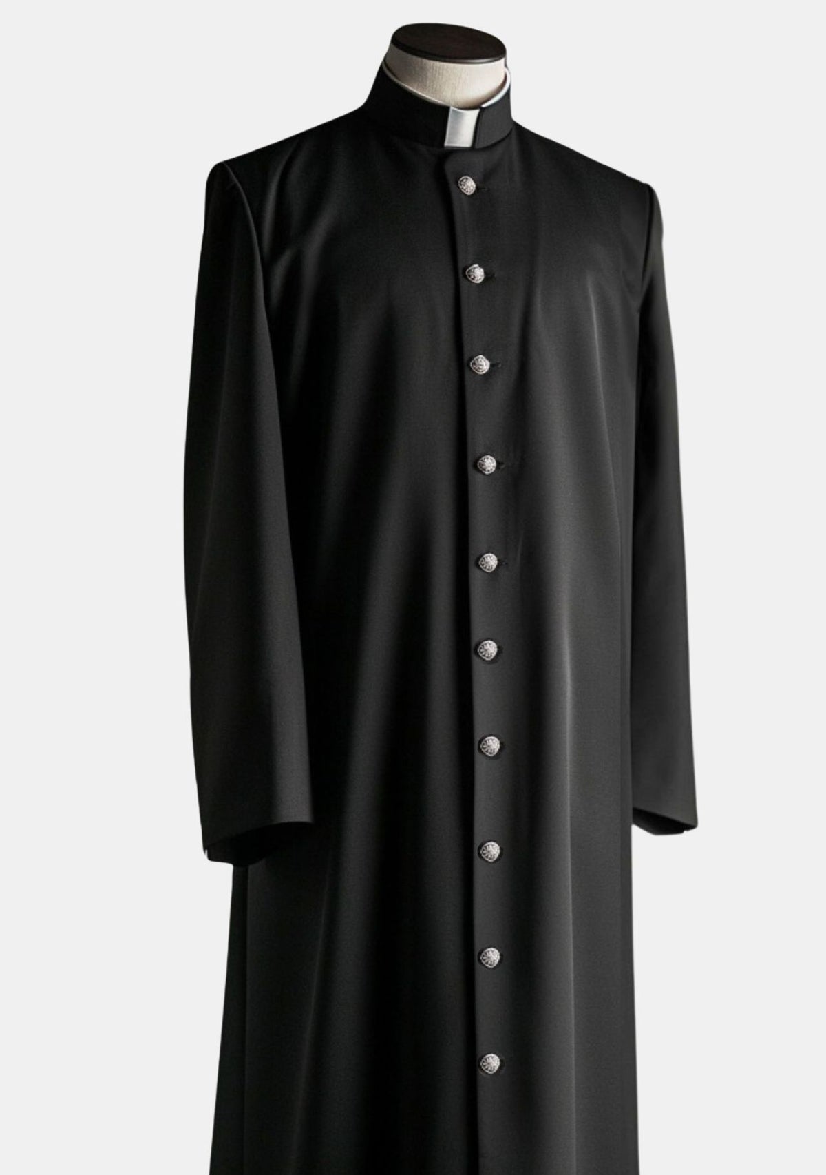 Metal Buttons Clergy Robe for Men Black