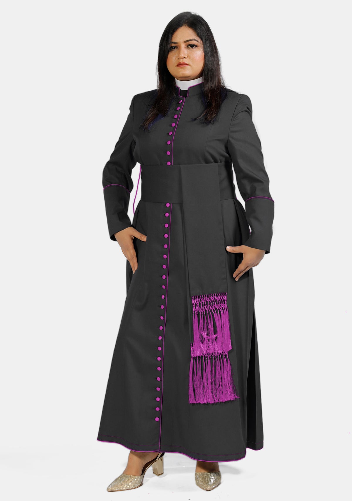 Tabitha Women Black with Red Purple Cassock