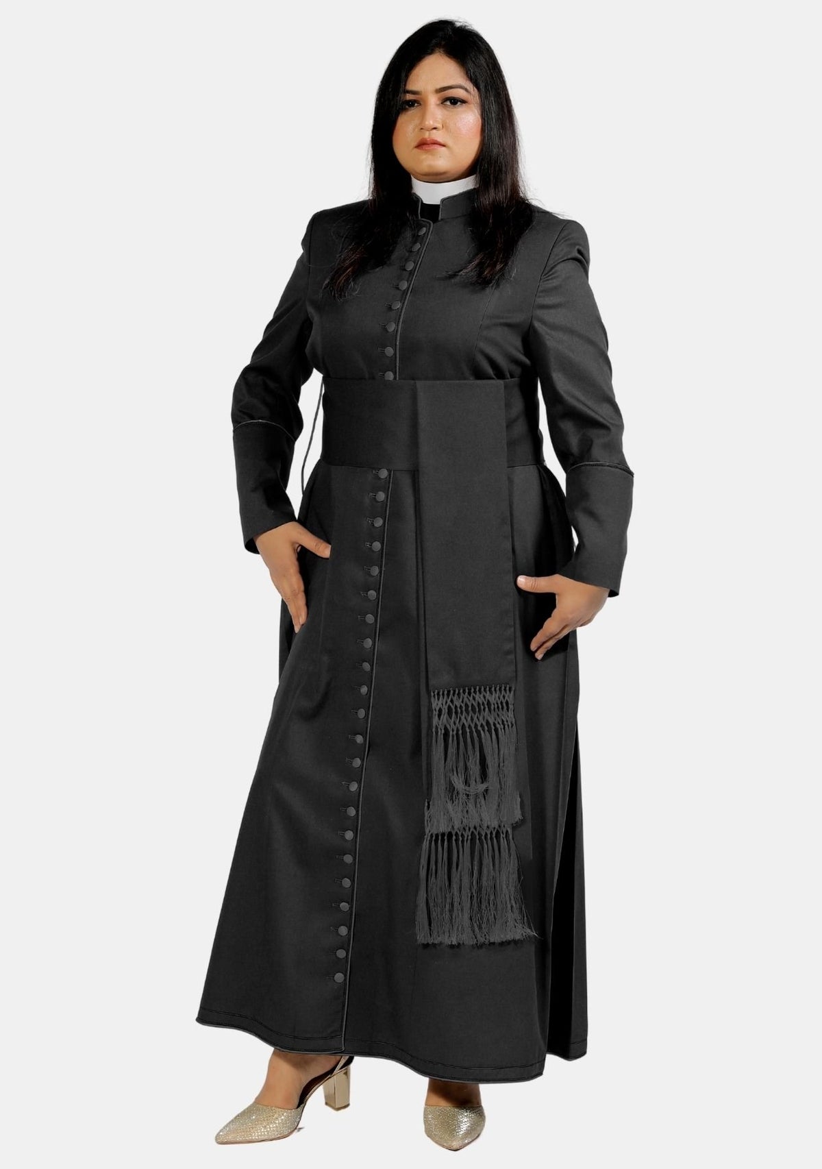 Feminine 33 Button Black Cassock