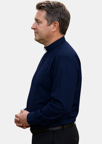 Abel Tab Collar Long Sleeve Navy Blue Clergy Shirt for Men