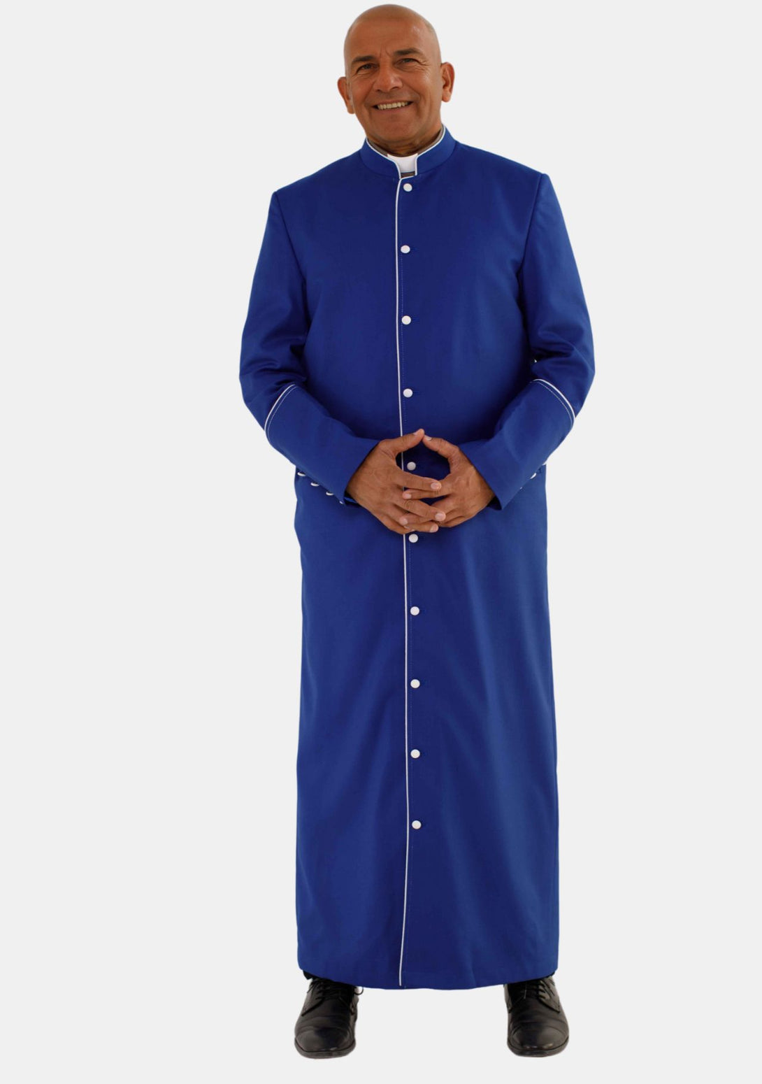 Royal Blue and White eClergys Robe with Back Pleats