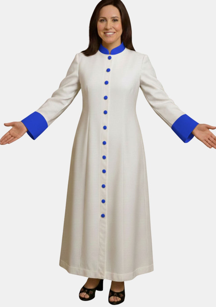 Alice White with Royal Blue Women Clergy Robe