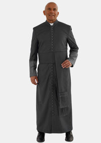 Andronicus Mens Roman Cassock Black with Satin Cuff