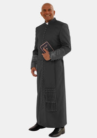 Andronicus Mens Roman Cassock Black with Satin Cuff