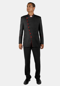 Black Red Double Breasted eClergy's Jacket