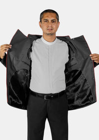 Black Red Double Breasted eClergy's Jacket