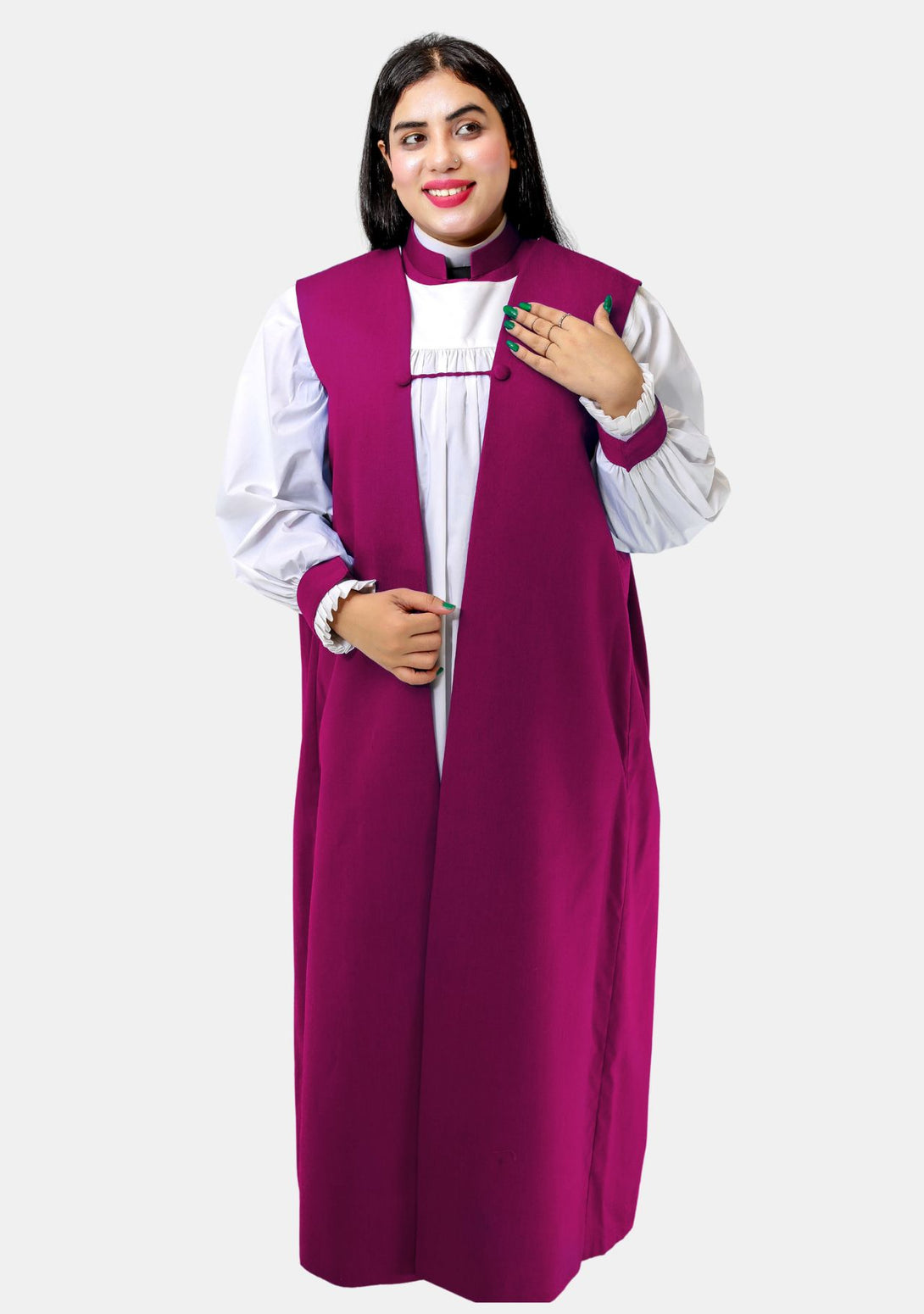 Women Bishop Rochet White with Round Neck and Pleats – eClergys