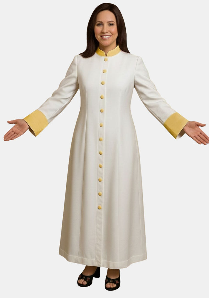 Aria White with Gold Women Clergy Robe