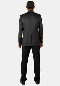Priests Double Breasted Jacket Black Gold
