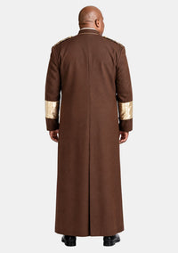 Clergy Cassock for Men Brown and Gold Cuff
