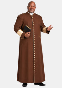 Clergy Cassock for Men Brown and Gold Cuff