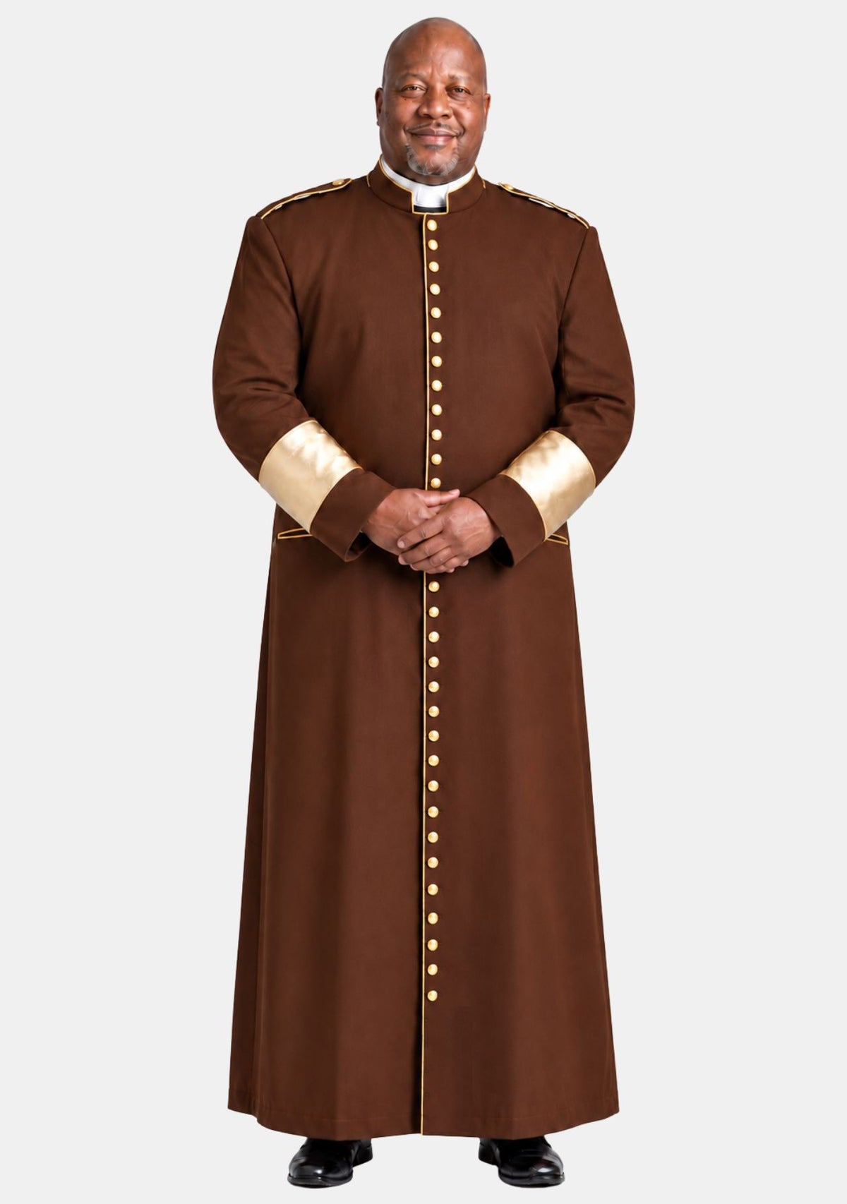 Clergy Cassock for Men Brown and Gold Cuff
