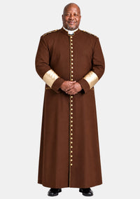 Clergy Cassock for Men Brown and Gold Cuff