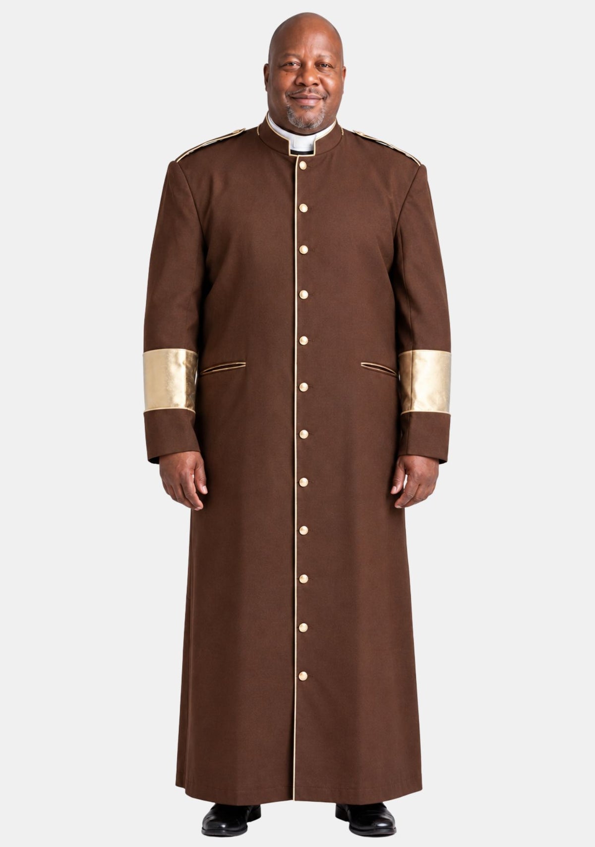 Clergy Robe for Men Brown and Gold Sleeve