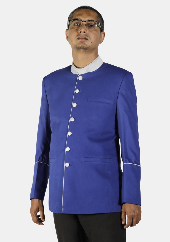 Royal Blue White Trimmed Pastor Jacket