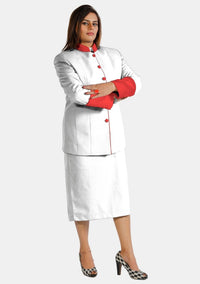 eClergy's White Red Clerical Skirt Suit