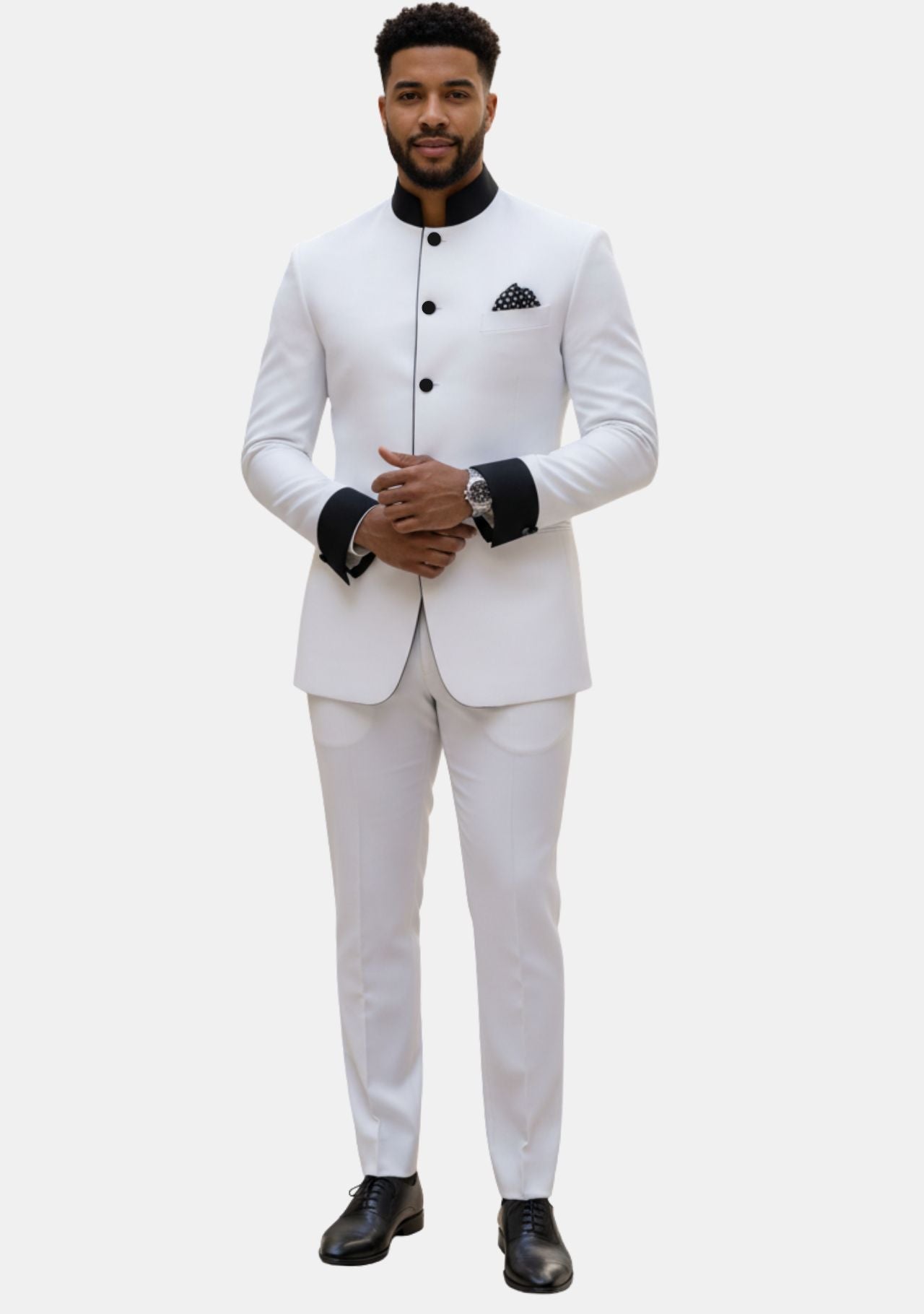 Theo Clergy Suit for Men White and Black