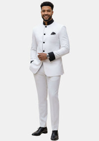 Theo Clergy Suit for Men White and Black