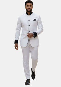 Theo Clergy Suit for Men White and Black