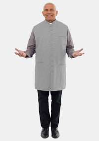 Men Clergy Long Vest Gray