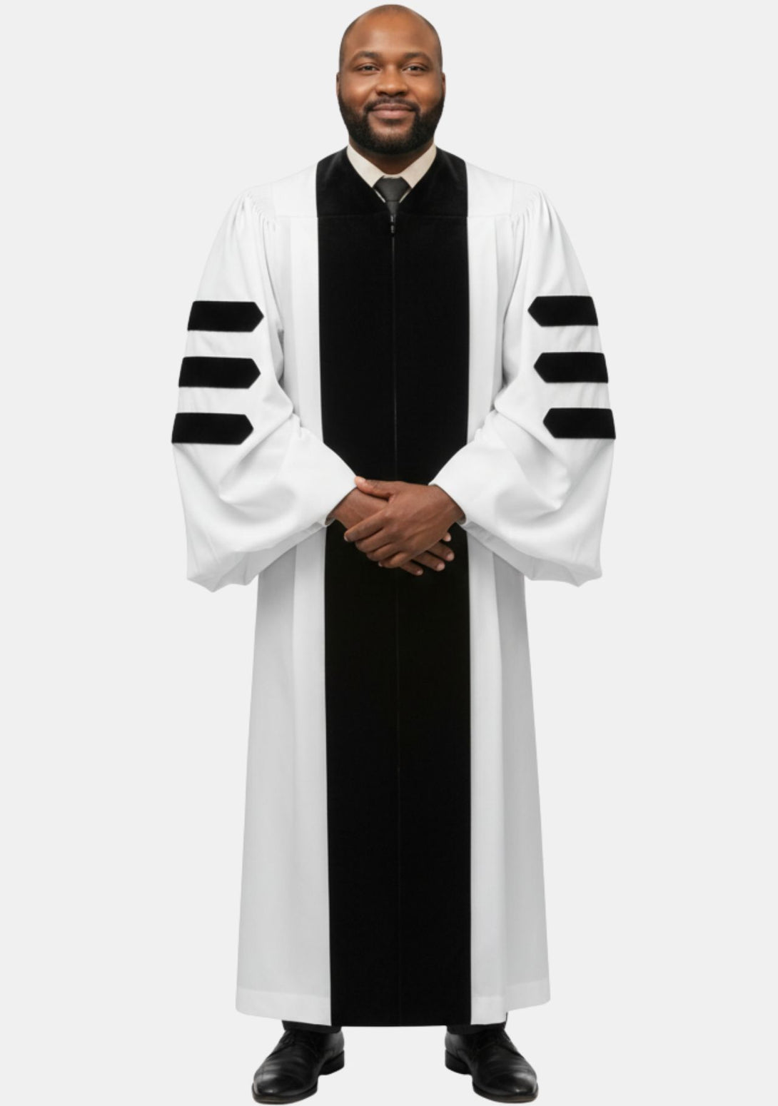Pulpit Robe for Men White and Black Pannels – eClergys
