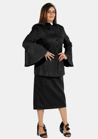 eClergy's Suit Flared Sleeve Black with Contrast Trims