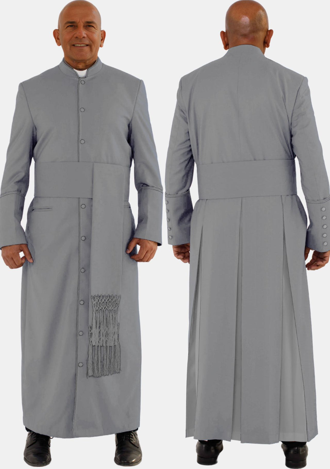 Grey Council Robe Gray Pstoral Robe For Men with Smooth Silk Lining and Pleats – eClergys