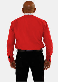 Full Collar Long Sleeve Red Cleric Shirt for Men