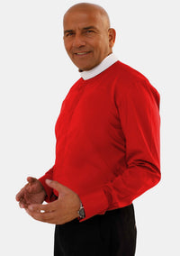Full Collar Long Sleeve Red Cleric Shirt for Men