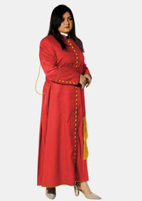 Hadarah Red Cassock with Gold Trim for Ladies