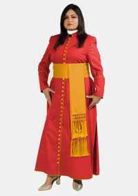 Hadarah Red Cassock with Gold Trim for Ladies