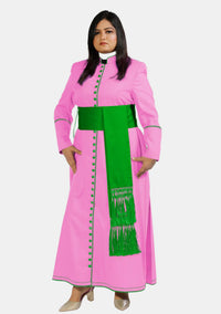 Hannah Pink Cassock with Green Trim