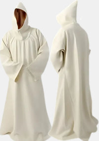 White Monk Robe with Fixed Hooded
