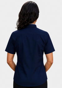 Imla Roman Collar Short Sleeve Navy Blue Clergy Shirt for Women