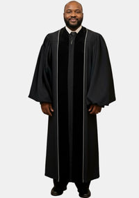 Immanuel Pulpit Robe for Men Black and White