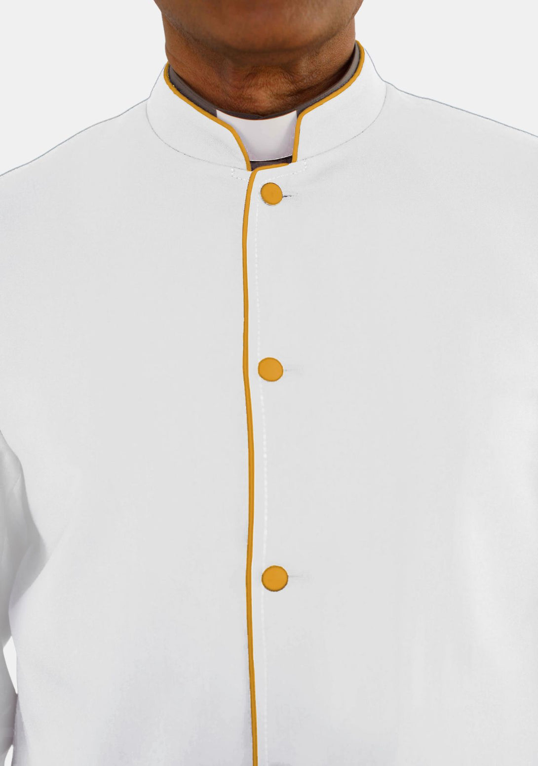 Mens White and Gold Clerical Robe with Pleated Back – eClergys