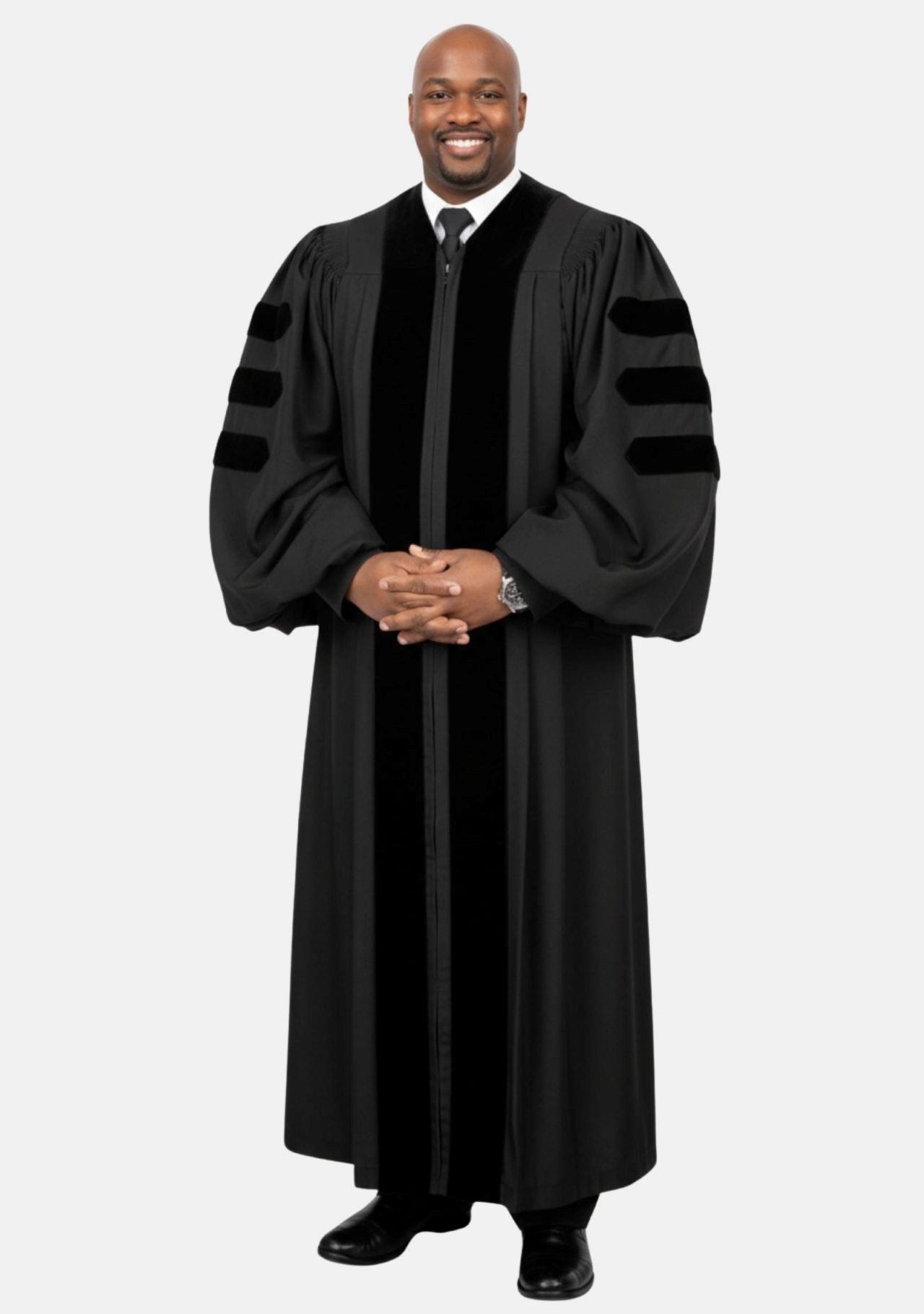 Doctoral Bars Pulpit Robe for Men Black & Bishop Sleeves – eClergys