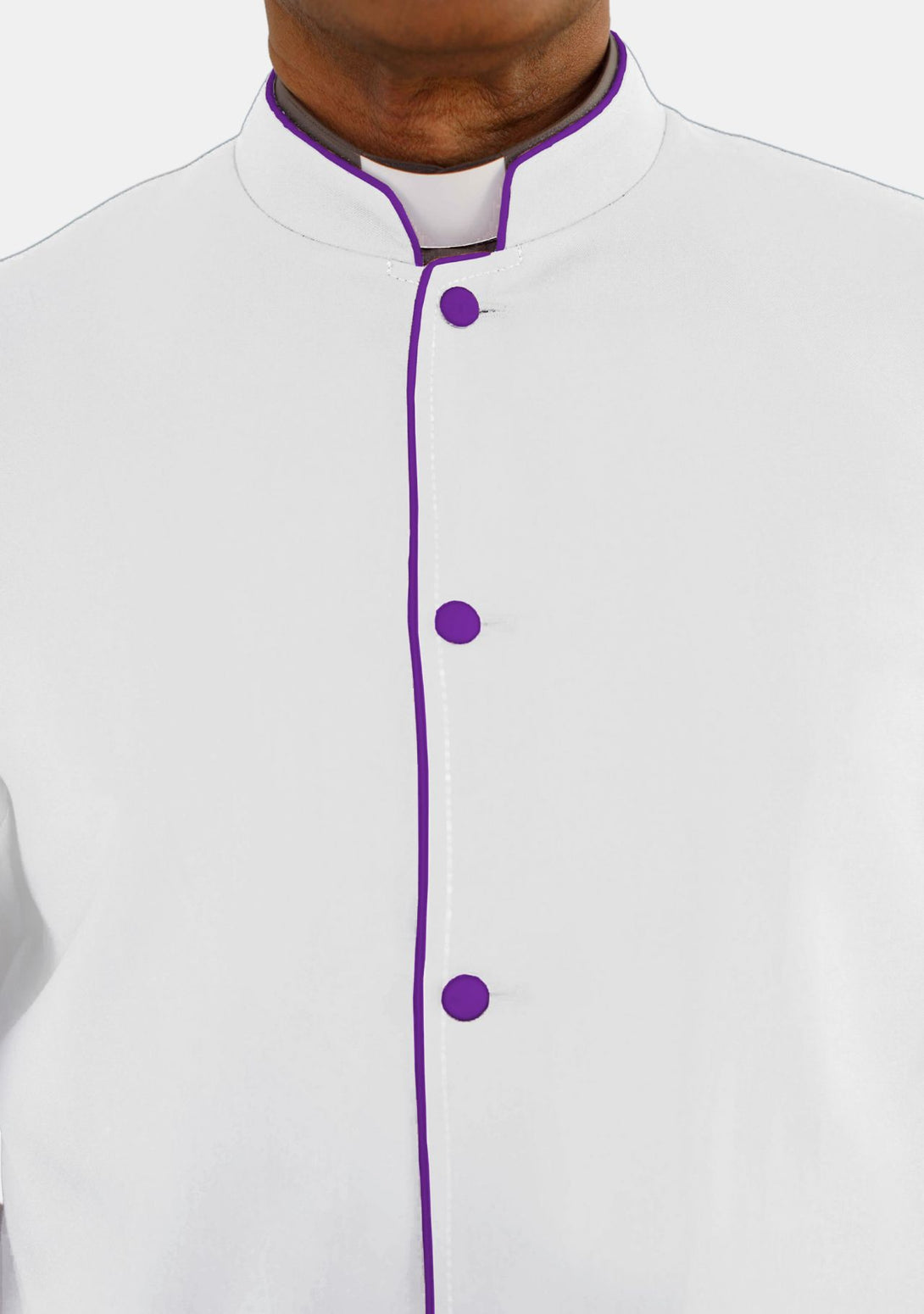 Mens White and Purple eClergys Robe for a Holy Look