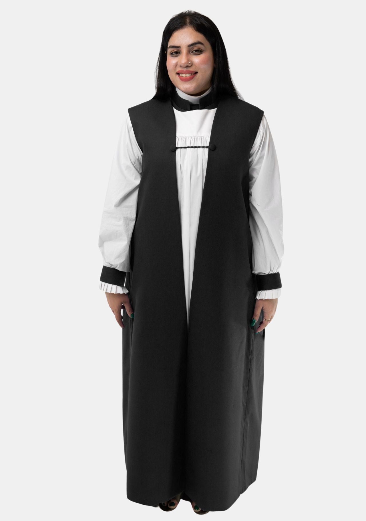 Ladies Anglican Clerical Chimere Black with White Rochet | eClergys™