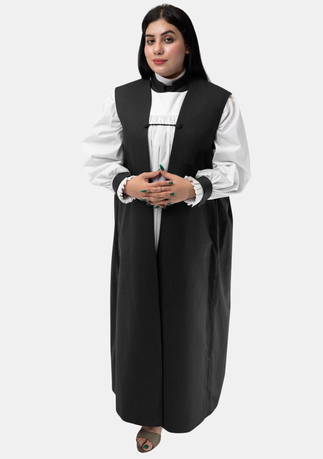 Ladies Anglican Clerical Chimere Black with White Rochet | eClergys™