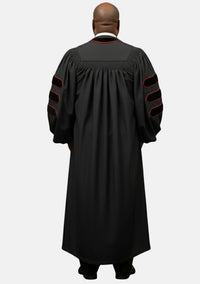 Leor Doctoral Bars Pulpit Robe for Men Black and Red