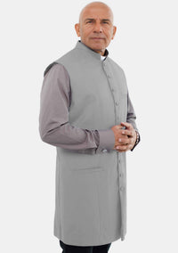 Men Clergy Long Vest Gray