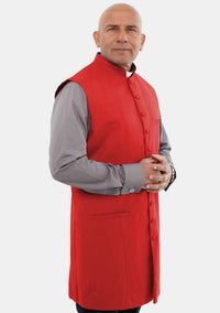 Men Clergy Long Vest Red