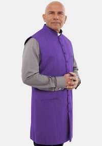 Men Clergy Long Vest Roman Purple