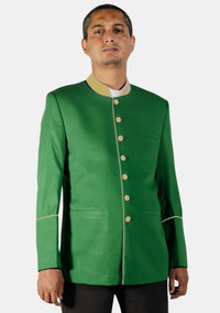 Olive Green Clergy Jacket with Gold Trim