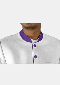 White Purple Clerical Preaching Jacket