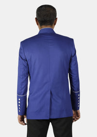 Royal Blue with White Trim Double Breasted Pastor Jacket